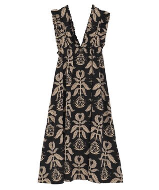 Green Parks ■ＥＳＣＡＲ　ボタニカルｐｔフリルエプロンワンピース Black