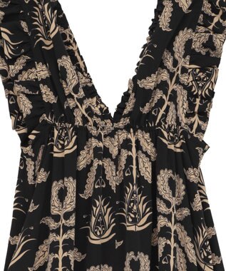 Green Parks ■ＥＳＣＡＲ　ボタニカルｐｔフリルエプロンワンピース Black