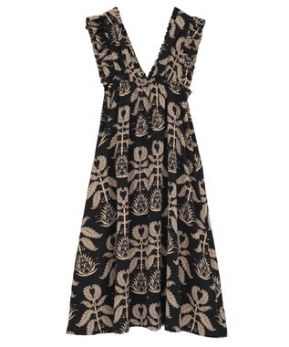 Green Parks ■ＥＳＣＡＲ　ボタニカルｐｔフリルエプロンワンピース Black