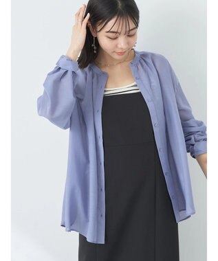 earth music&ecology シアーギャザーネックブラウス