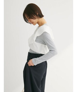 Green Parks ・ＳＵＧＡＲ　ＳＰＯＯＮ　アシンメトリーフリルロンＴＥＥ Gray Mixture