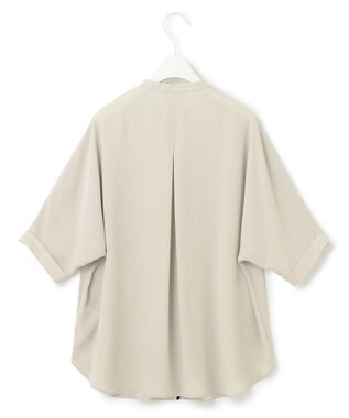 ICB 【人気のため新色追加・WEB限定カラーあり】BackSatinAmunzen 5分袖バンドカラーブラウス ライトオリーブ系