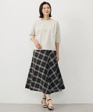 J.PRESS LADIES 【洗える・抗菌防臭・接触冷感・吸水速乾】ドライポンチ ボートネック カットソー ライトベージュ系