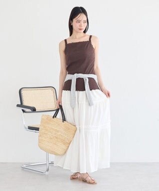 earth music&ecology カップ付レースキャミソール Brown