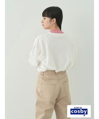 earth music&ecology Ｃｏｓｂｙ×ｅａｒｔｈ　配色ステッチロングＴシャツ Off White