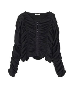 earth music&ecology フロントホックシャーリングトップス Black