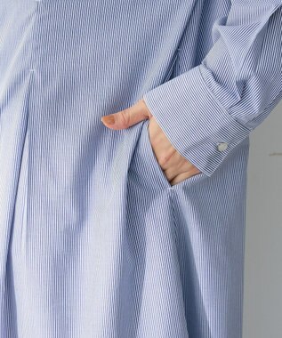 Green Parks イージーケア抜け衿ウエストタックシャツワンピース Navy