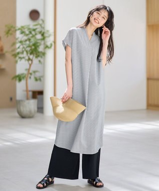 ANY 【洗濯機可】サッカーストライプワンピース ネイビーストライプ