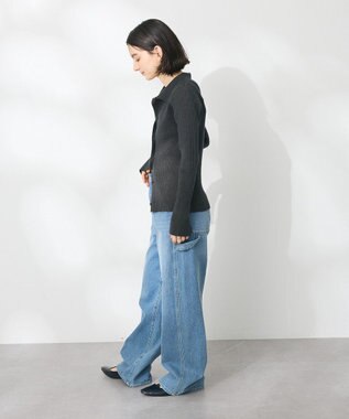 CRAFT STANDARD BOUTIQUE 襟付きニットコンパクトカーディガン Navy