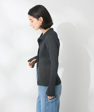 CRAFT STANDARD BOUTIQUE 襟付きニットコンパクトカーディガン Navy