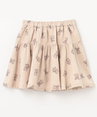 ANY KIDS チェック柄/アニマル柄スカパン ベージュ系クマ