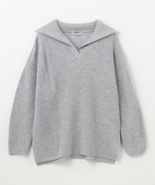 ANY ウールブレンドスキッパーネックニット グレー