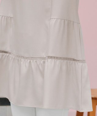 Tiaclasse L 【洗える】はしごレースフレアスリーブチュニックブラウス ライトベージュ