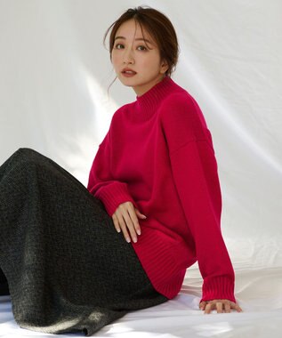 ANY 【ウエストゴム】ループツイードヘリンボーンフレアスカート ブラックベース