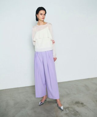 GRACE CONTINENTAL ツータックベルトワイドパンツ ラベンダー