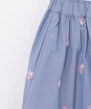 ANY KIDS フラワー 刺繍 キュロット デニムブルー