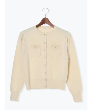 Te chichi 金釦ポケット付きクルーカーディガン ベージュ