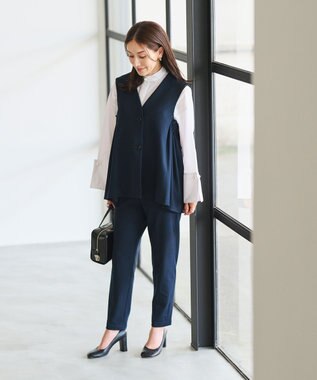 #Newans 【セレモニーにも】〈亀恭子さんコラボ〉サイドギャザージレ ネイビー