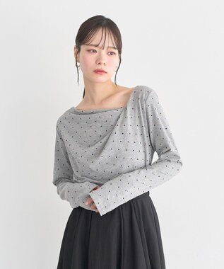 earth music&ecology アソートドレーププルオーバー Dot gray