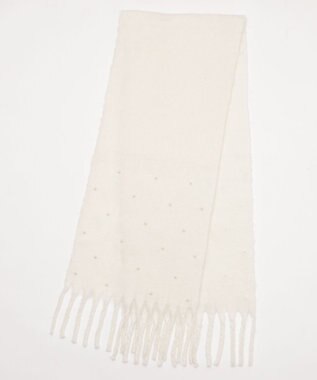 WEGO パール付きワイドフリンジストール ホワイト