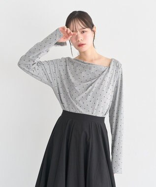 earth music&ecology アソートドレーププルオーバー Dot gray