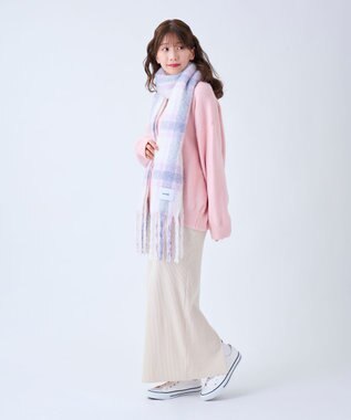 MOONBAT estaa ボリュームマフラー クラシックチェック／手洗い可 オフホワイト