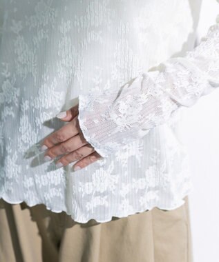 Green Parks プリーツレースハイネックプルオーバー Ecru