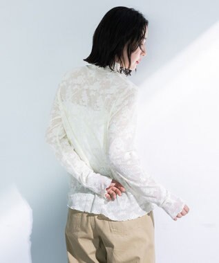 Green Parks プリーツレースハイネックプルオーバー Ecru