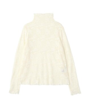 Green Parks プリーツレースハイネックプルオーバー Ecru
