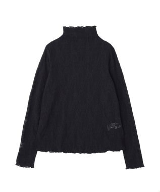 Green Parks プリーツレースハイネックプルオーバー Black