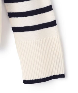 23区 【洗える】ウールミドルゲージ ボーダー ニット オフ×ブラックボーダー