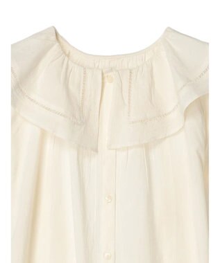 CRAFT STANDARD BOUTIQUE インド綿フリル衿ワンピース Ivory