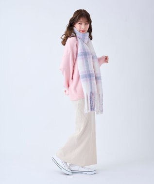 MOONBAT estaa ボリュームマフラー クラシックチェック／手洗い可 オフホワイト