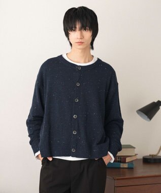 WEGO ネップクルーネックカーディガン ネイビー