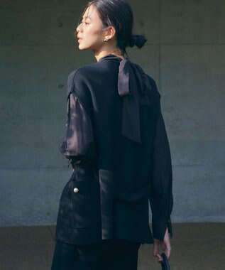 UNFILO イージーケア ボウタイ ブラウス ブラック