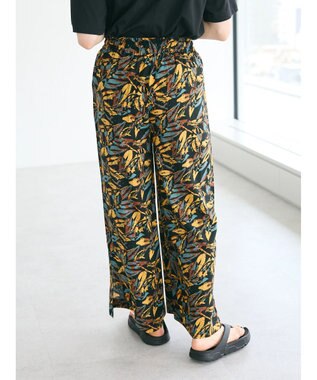 CRAFT STANDARD BOUTIQUE レーヨン柄プリントワイドパンツ Mustard