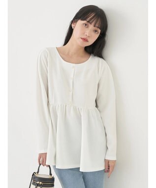 earth music&ecology ペプラムカットプルオーバー Off White