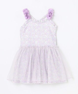ANY KIDS 花柄チュールワンピース水着 ラベンダー系