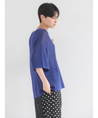 AMERICAN HOLIC 透かし編み半袖ニットプルオーバー Blue