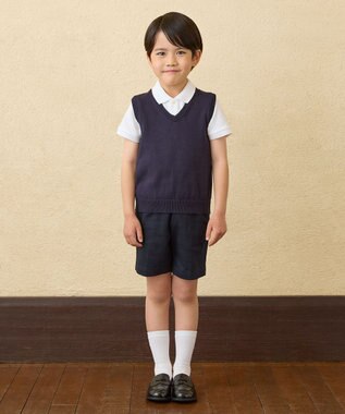 MIKI HOUSE HOT BISCUITS 【90-130cm】綿素材のハーフパンツ 紺