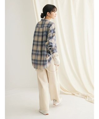 CRAFT STANDARD BOUTIQUE チェックバンドカラーサークルブラウス Beige