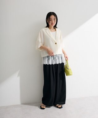 Green Parks セミワイドスラックスパンツ Black