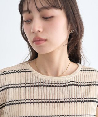 earth music&ecology ボーダーニットプルオーバー Beige