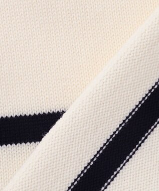 23区 【洗える】ウールミドルゲージ ボーダー ニット オフ×ブラックボーダー