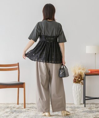 AMERICAN HOLIC チェックレースオーバーキャミソール Black