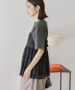 AMERICAN HOLIC チェックレースオーバーキャミソール Black