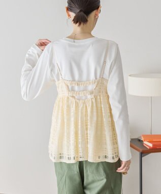 AMERICAN HOLIC チェックレースオーバーキャミソール Black