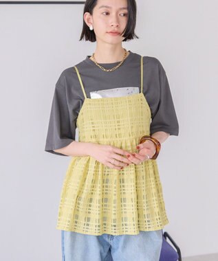 AMERICAN HOLIC チェックレースオーバーキャミソール Black