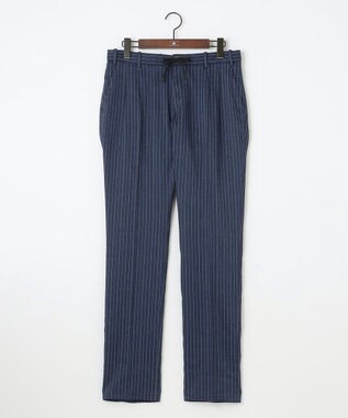 JOSEPH ABBOUD 【清涼/軽量/ストレッチ】ミックスリネンストライプ イージーパンツ ネイビー系1