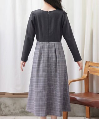 Tiaclasse 【洗える】チェックドッキングワンピース チャコールグレー
